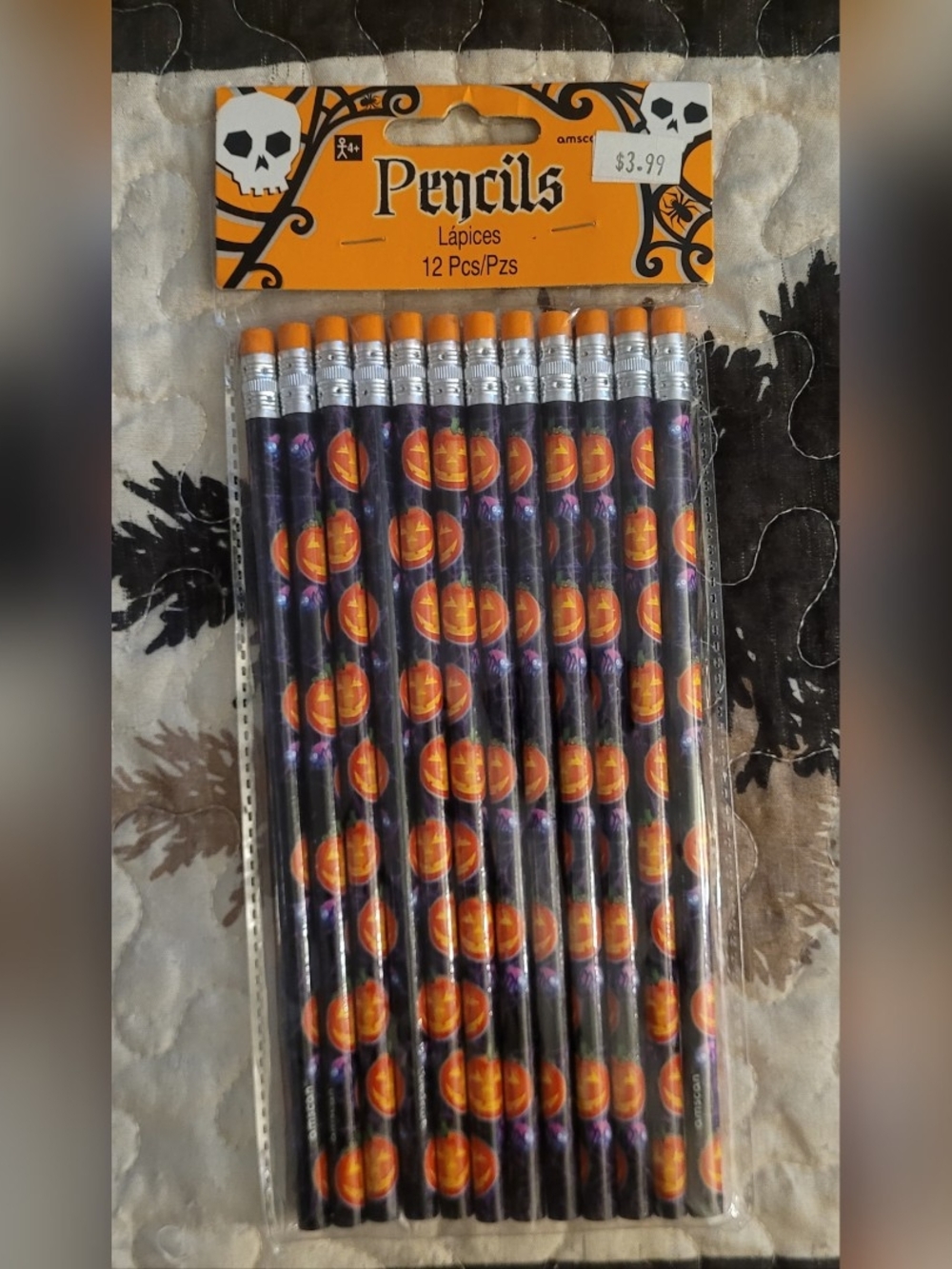 Halloween Pumpkin Pencils - Orange & Black - Unbranded (12 Pack)